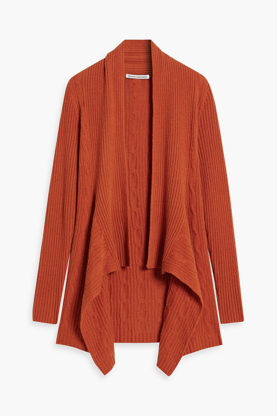 Autumn Cashmere Ribbed And Cable-knit Cardigan In Orange