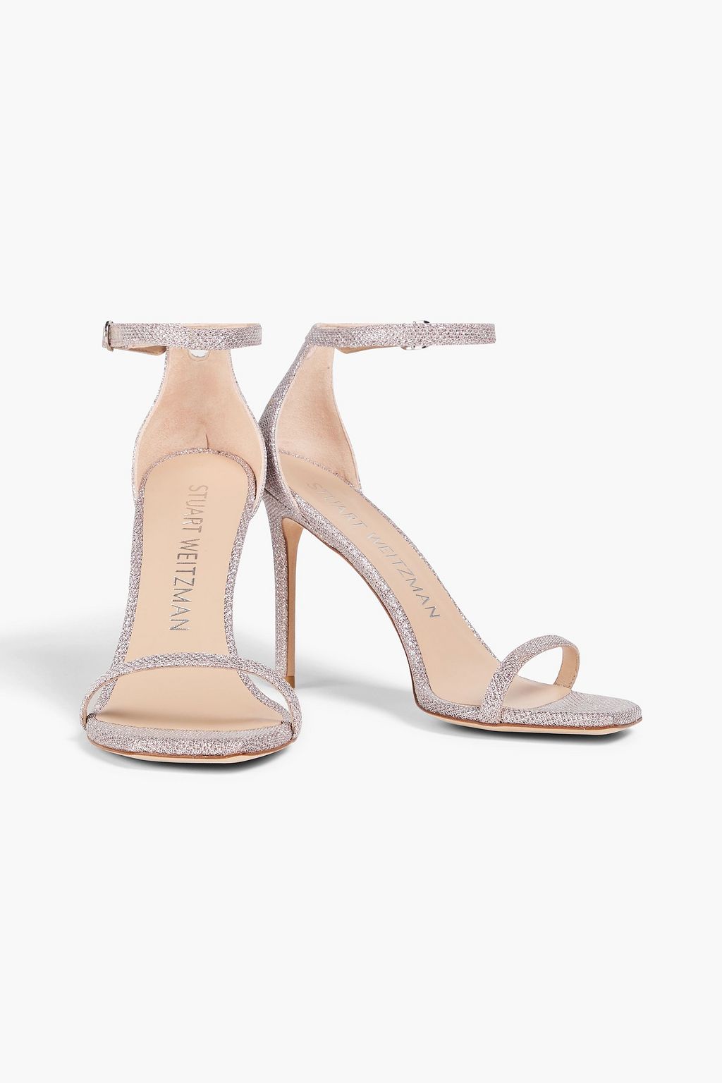 STUART WEITZMAN صندل محبوك وبلون معدني