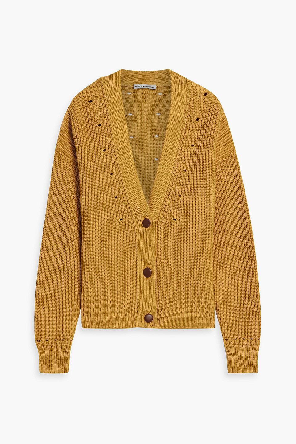 Cotton By Autumn Cashmere Pointelle-knit Cotton Cardigan In Marigold