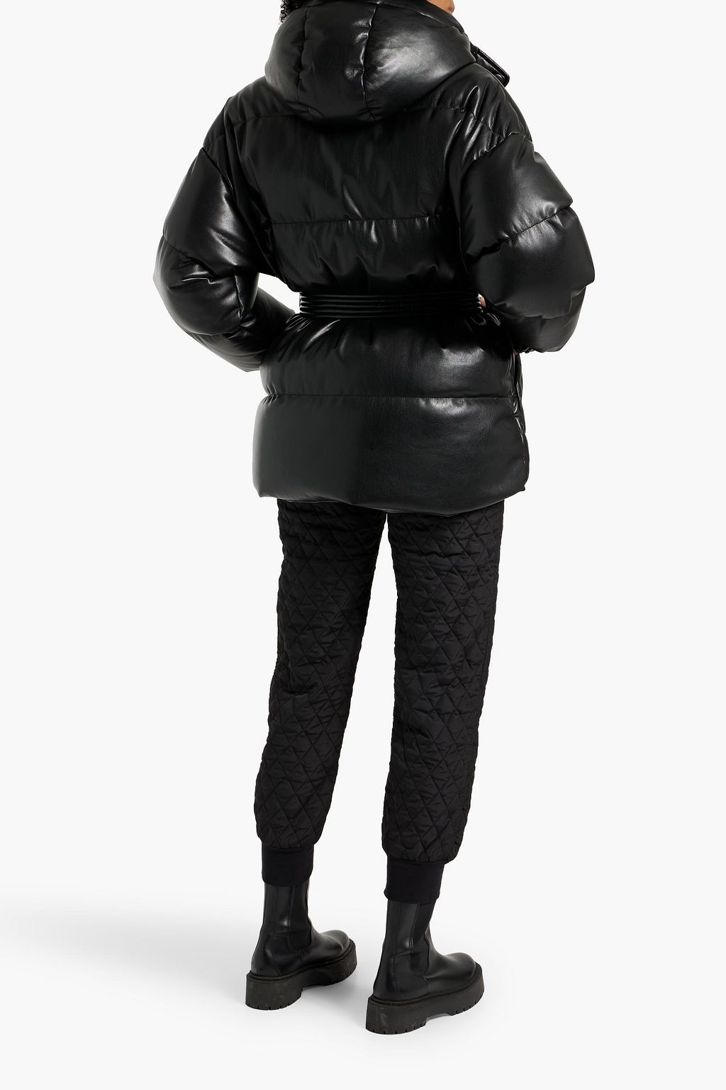 IENKI IENKI Michlin belted quilted faux leather down jacket
