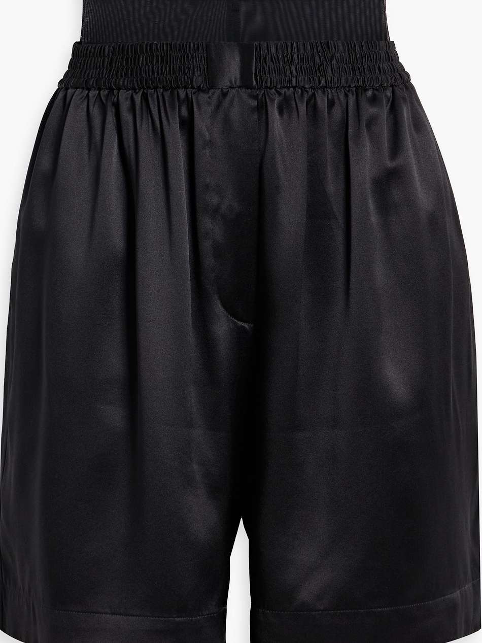 mesh-paneled silk-satin shorts