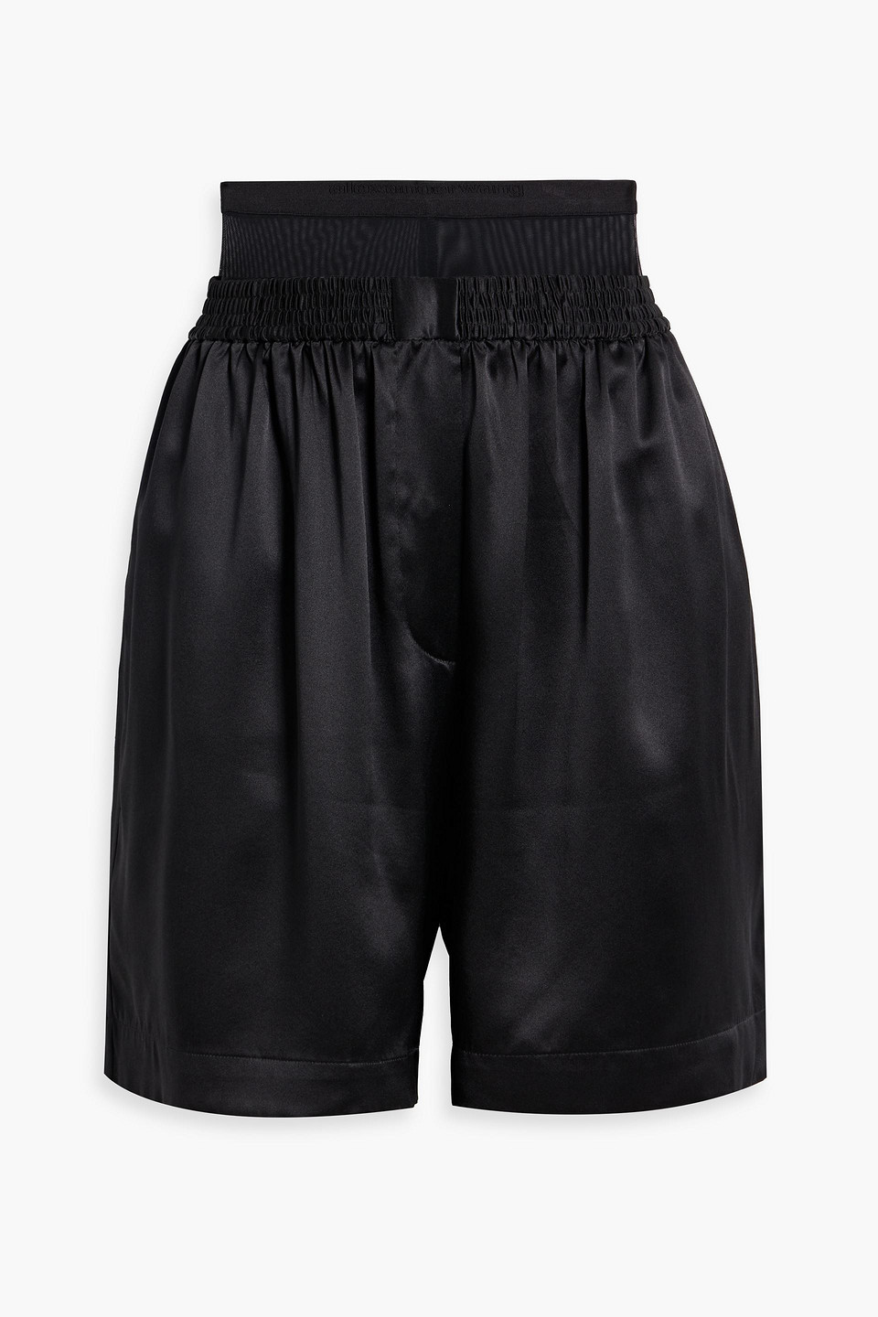 Mesh-paneled silk-satin shorts