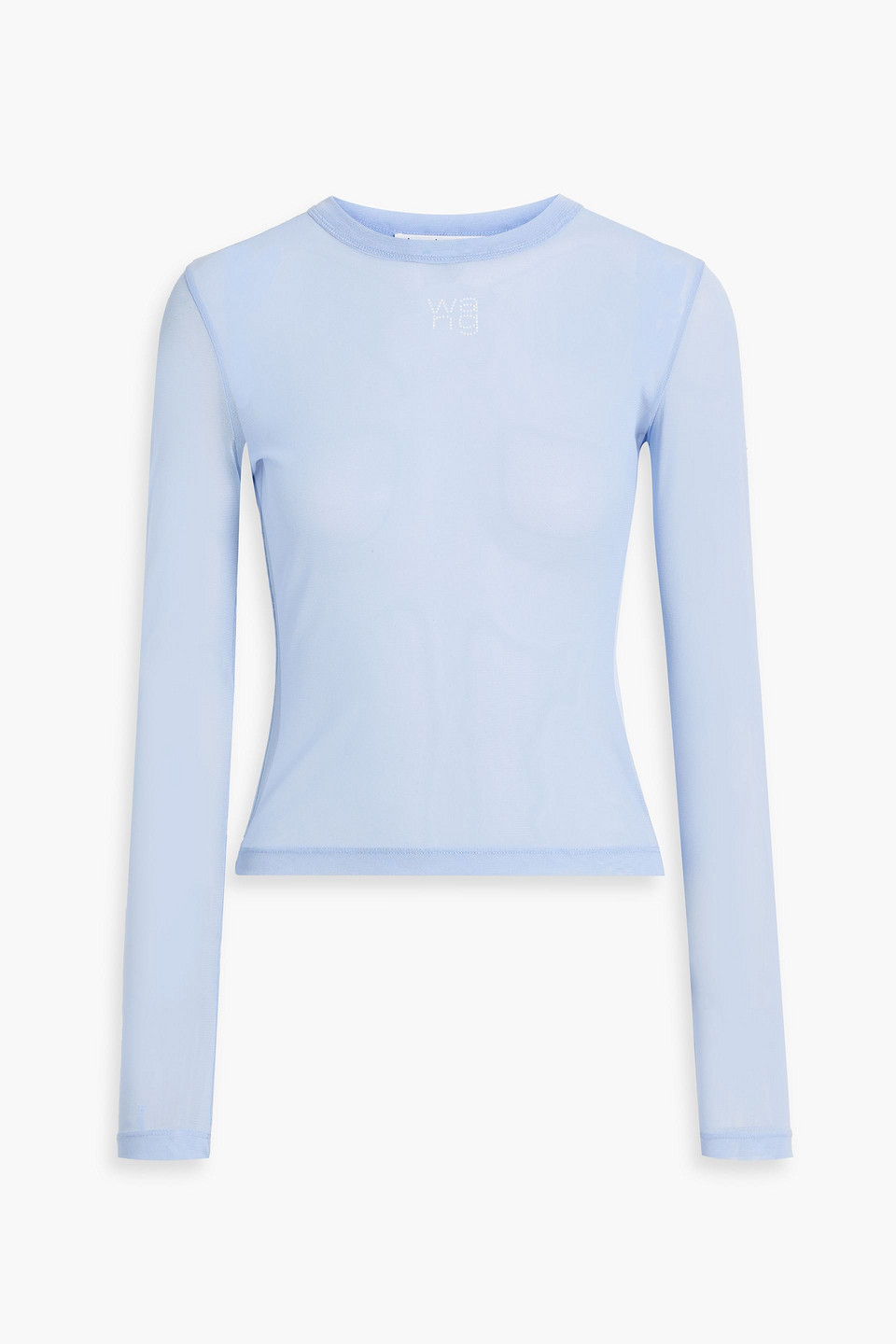 Alexander Wang T Crystal-embellished Stretch-tulle Top In Sky Blue