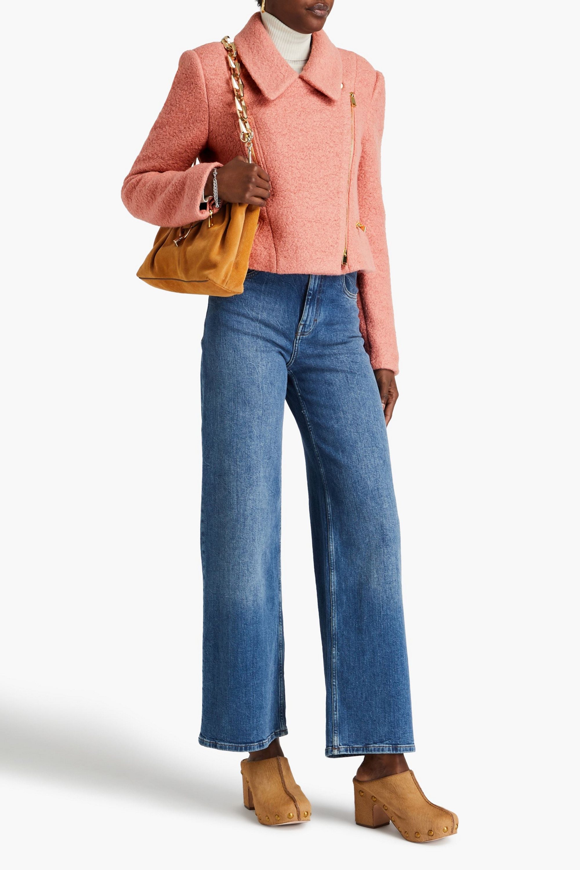 Cara Cara Katya wool-blend bouclé biker jacket