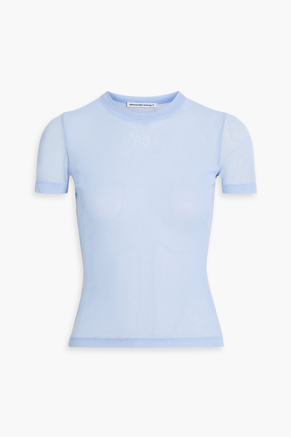 Alexander Wang T Crystal-embellished Stretch-tulle Top In Sky Blue