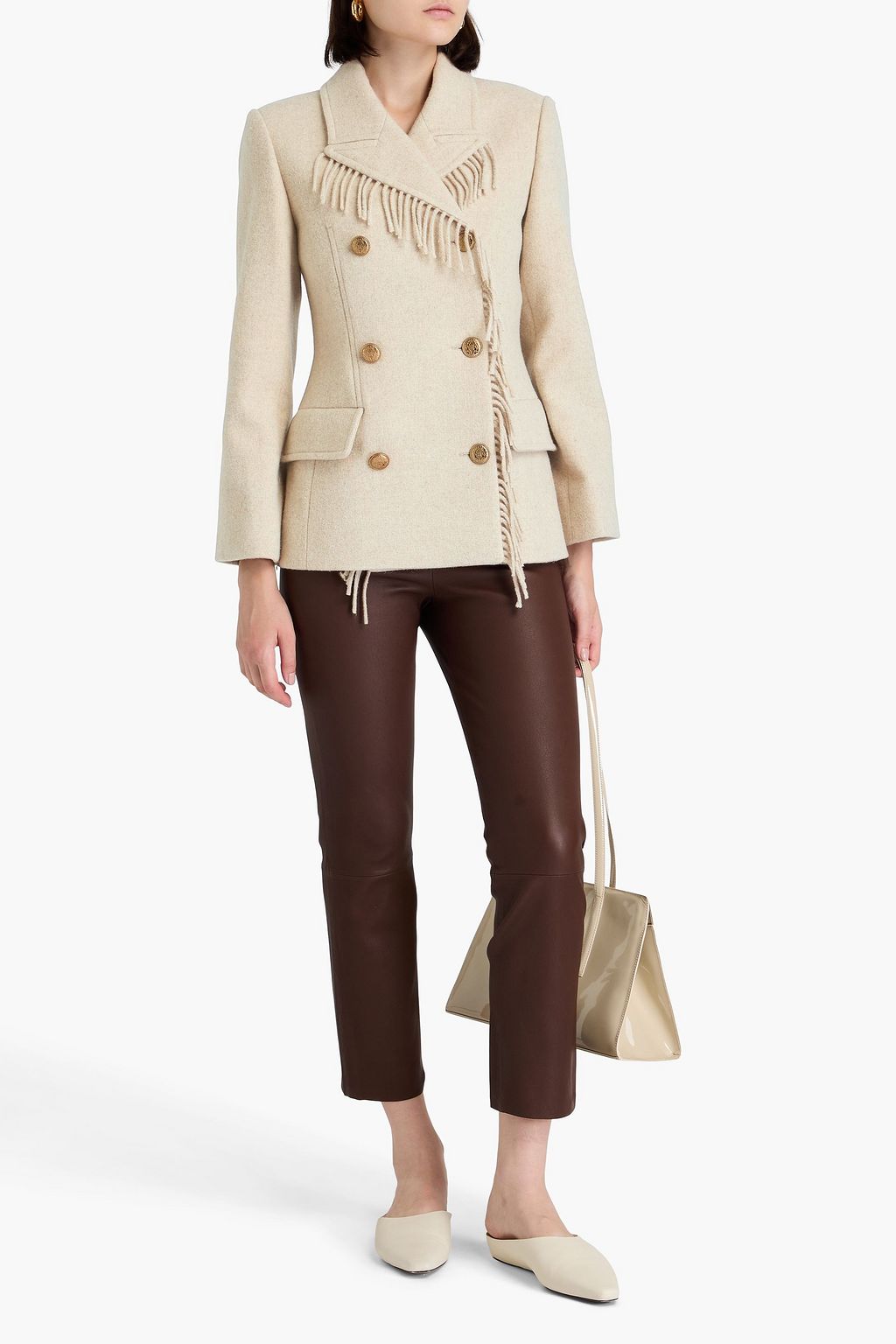 BY MALENE BIRGER Iggie double-breasted fringed wool-blend blazer