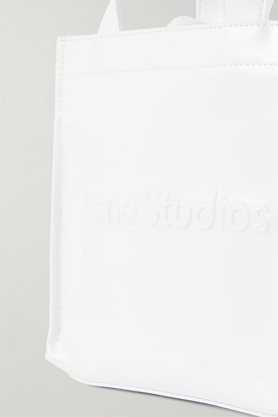 Acne Studios Mini Embossed Faux Patent-leather Tote In White