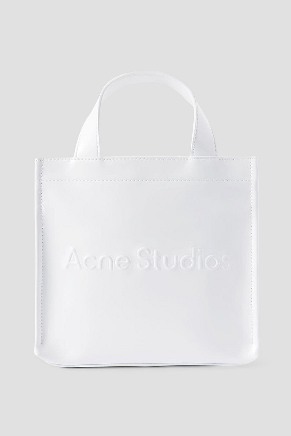 Acne Studios Mini Embossed Faux Patent-leather Tote In White