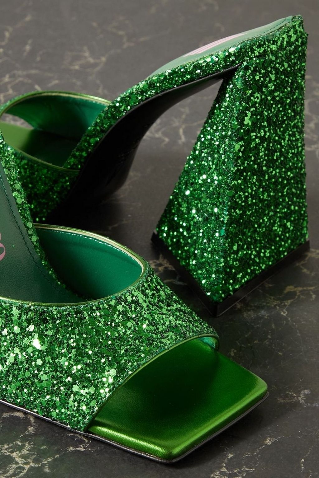 THE ATTICO Devon glittered leather mules