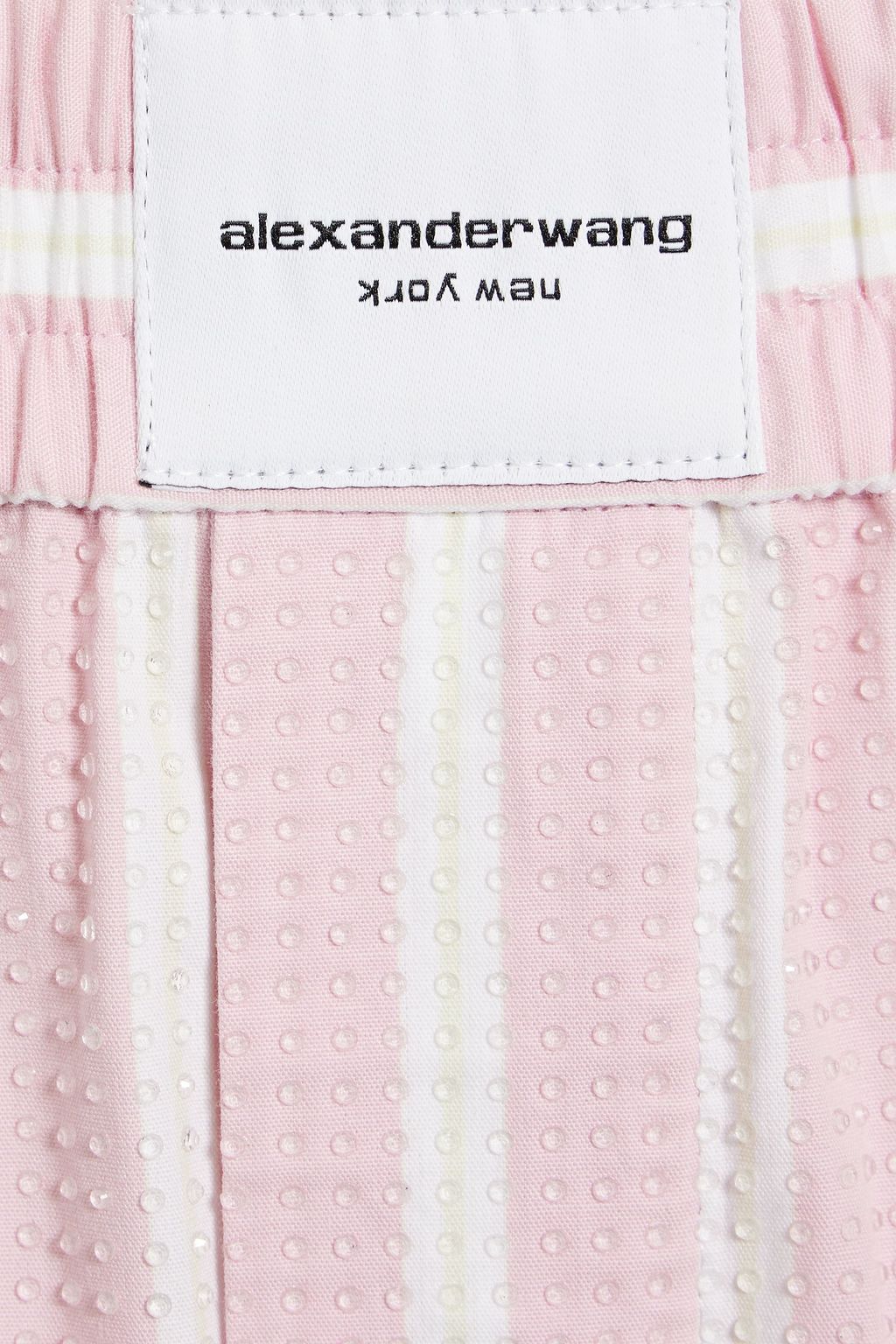 ALEXANDER WANG Crystal-embellished striped cotton-poplin shorts