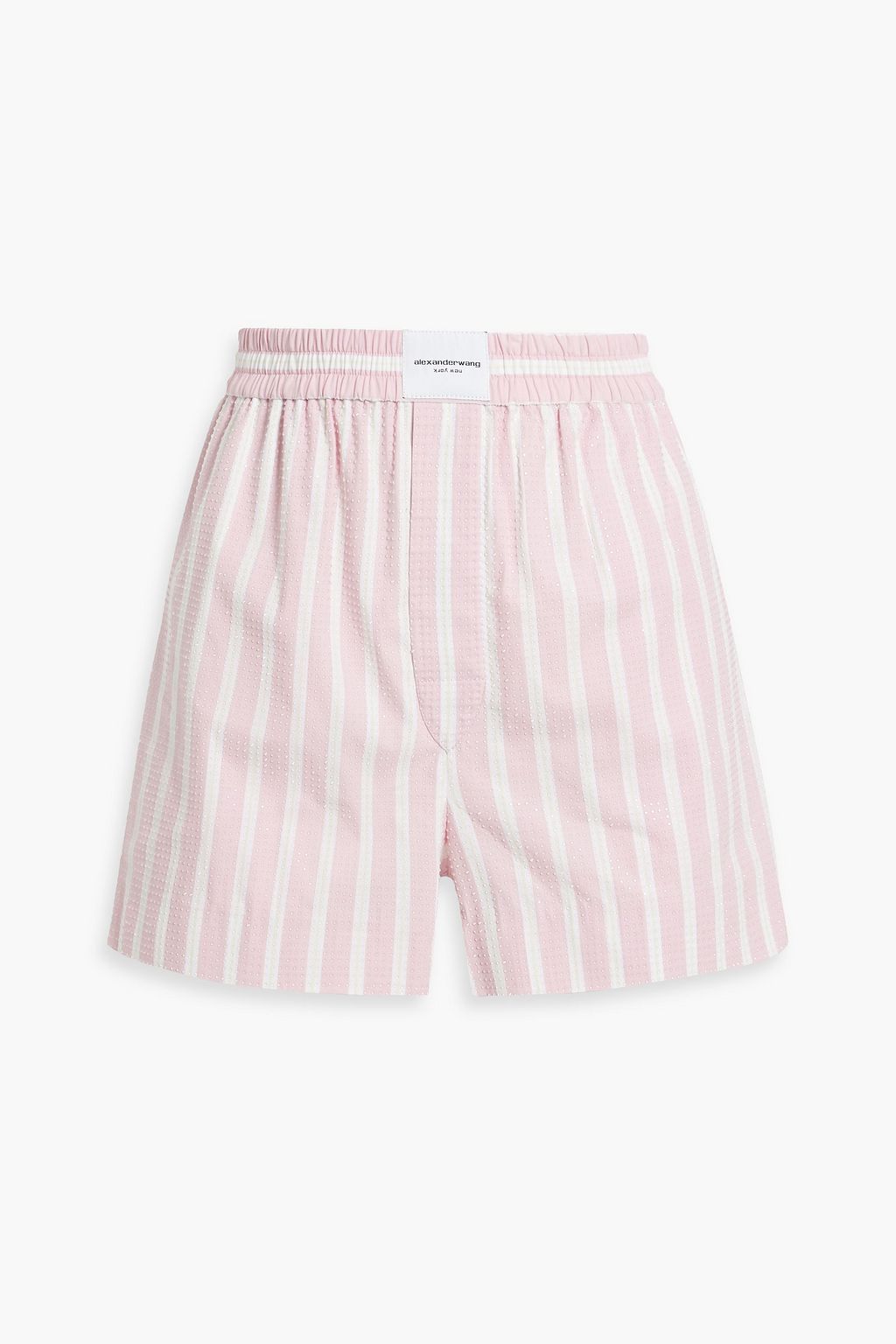 ALEXANDER WANG Crystal-embellished striped cotton-poplin