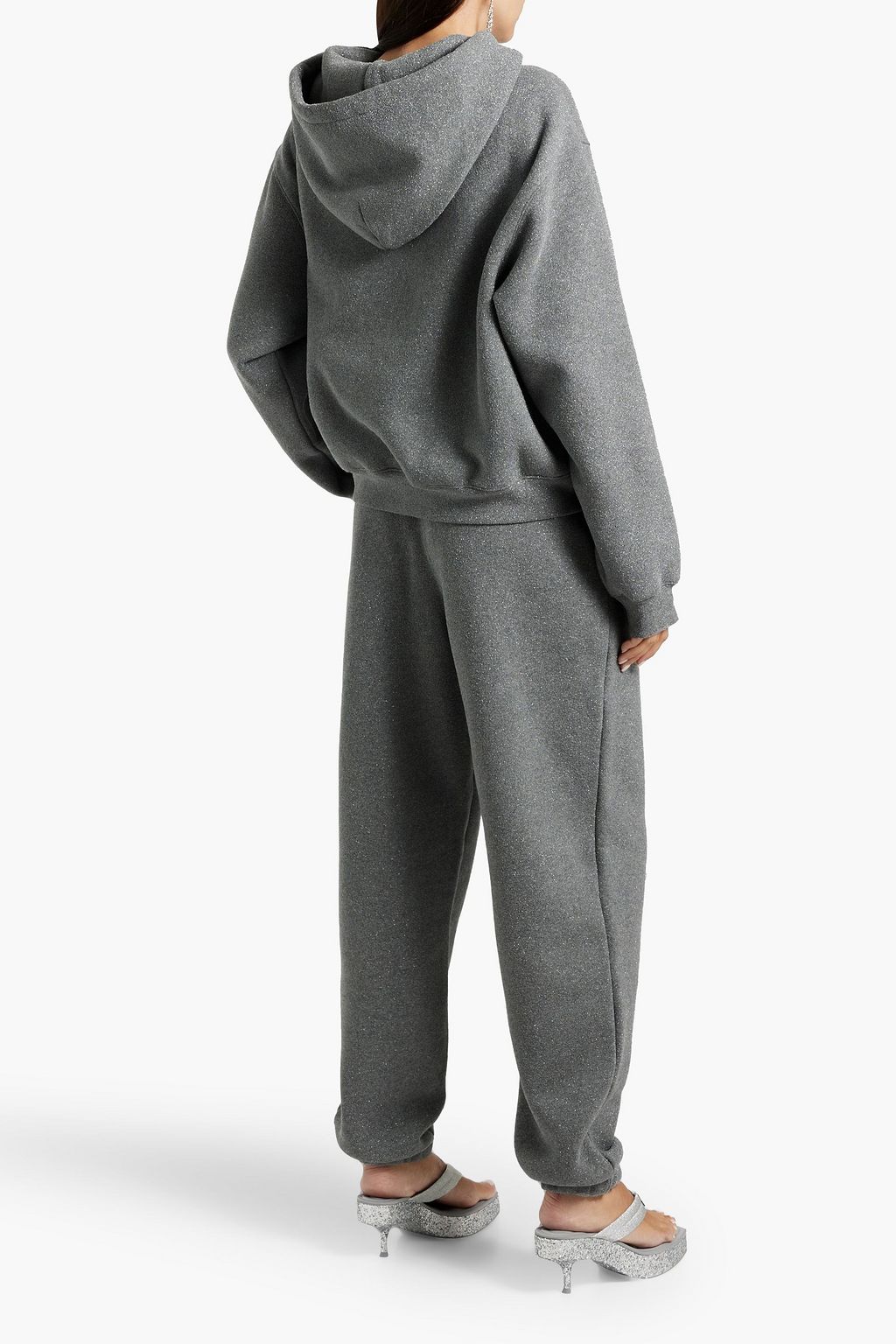 ALEXANDERWANG.T 아플리케 & 글리터 디테일 코튼 혼방 플리스 트랙 팬츠
