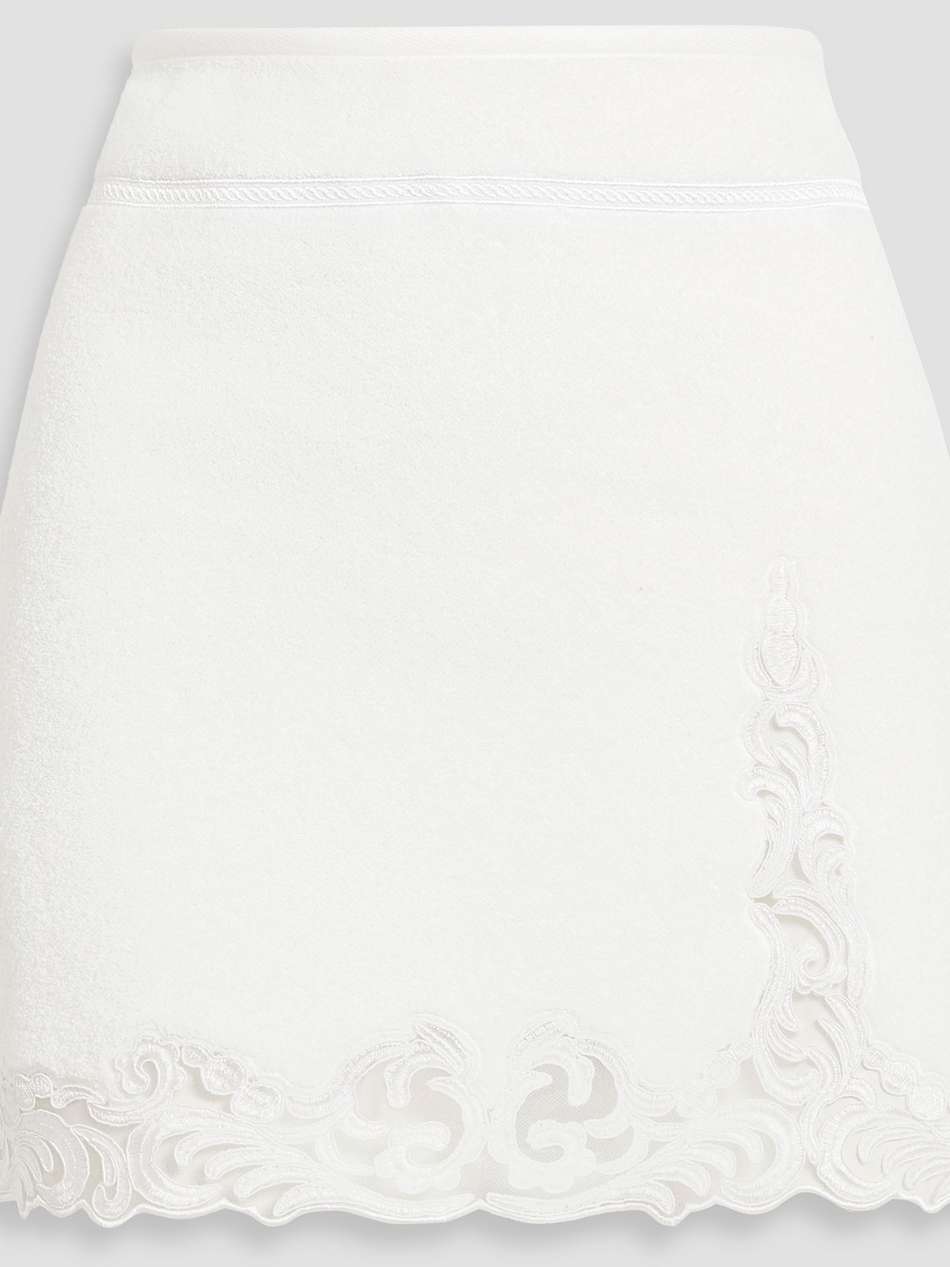 lace-trimmed cotton-terry mini skirt