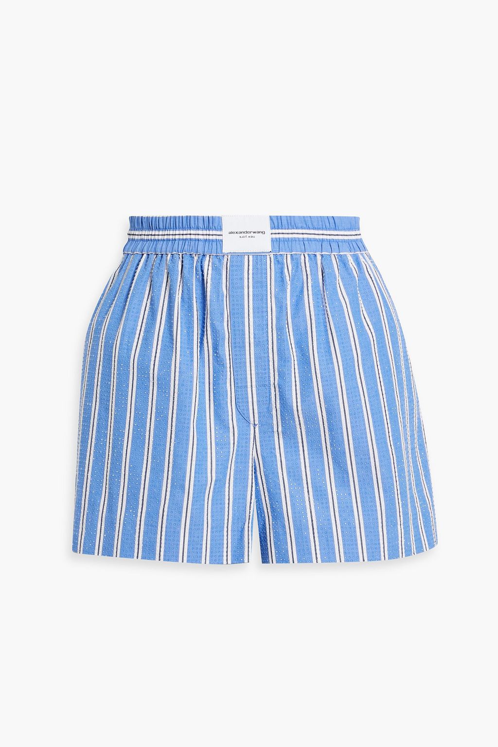 ALEXANDER WANG Crystal-embellished striped cotton-poplin