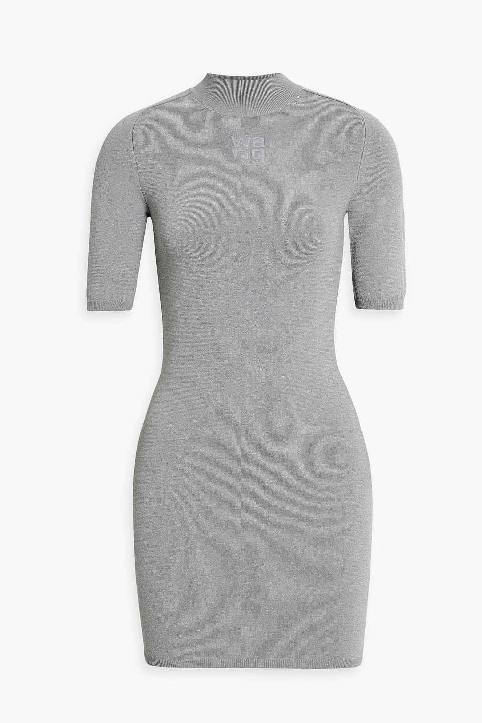 Alexander Wang T Logo-print Knitted Mini Dress In Grey