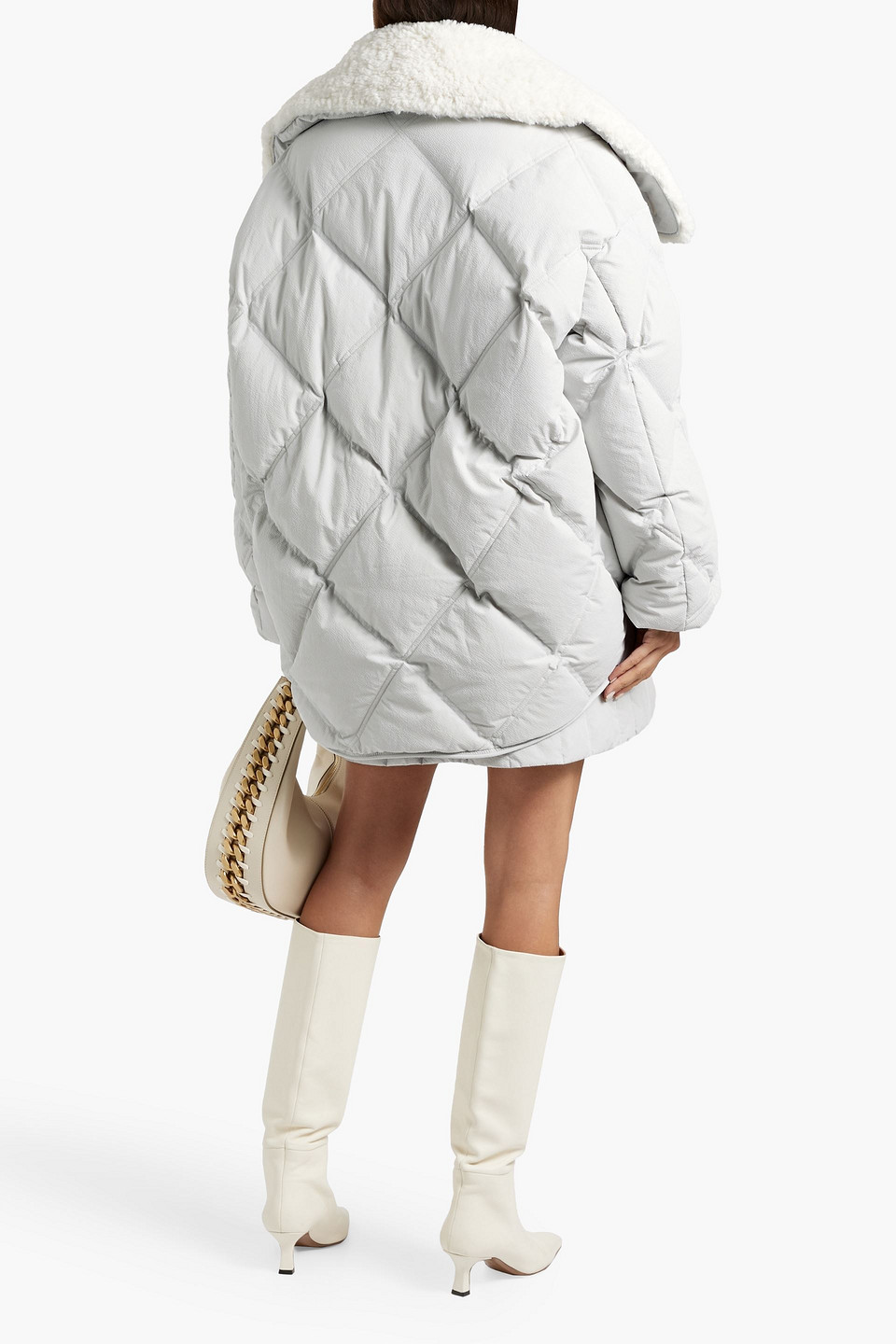 Ienki Ienki Shearling-trimmed Quilted Shell Jacket In Light Gray