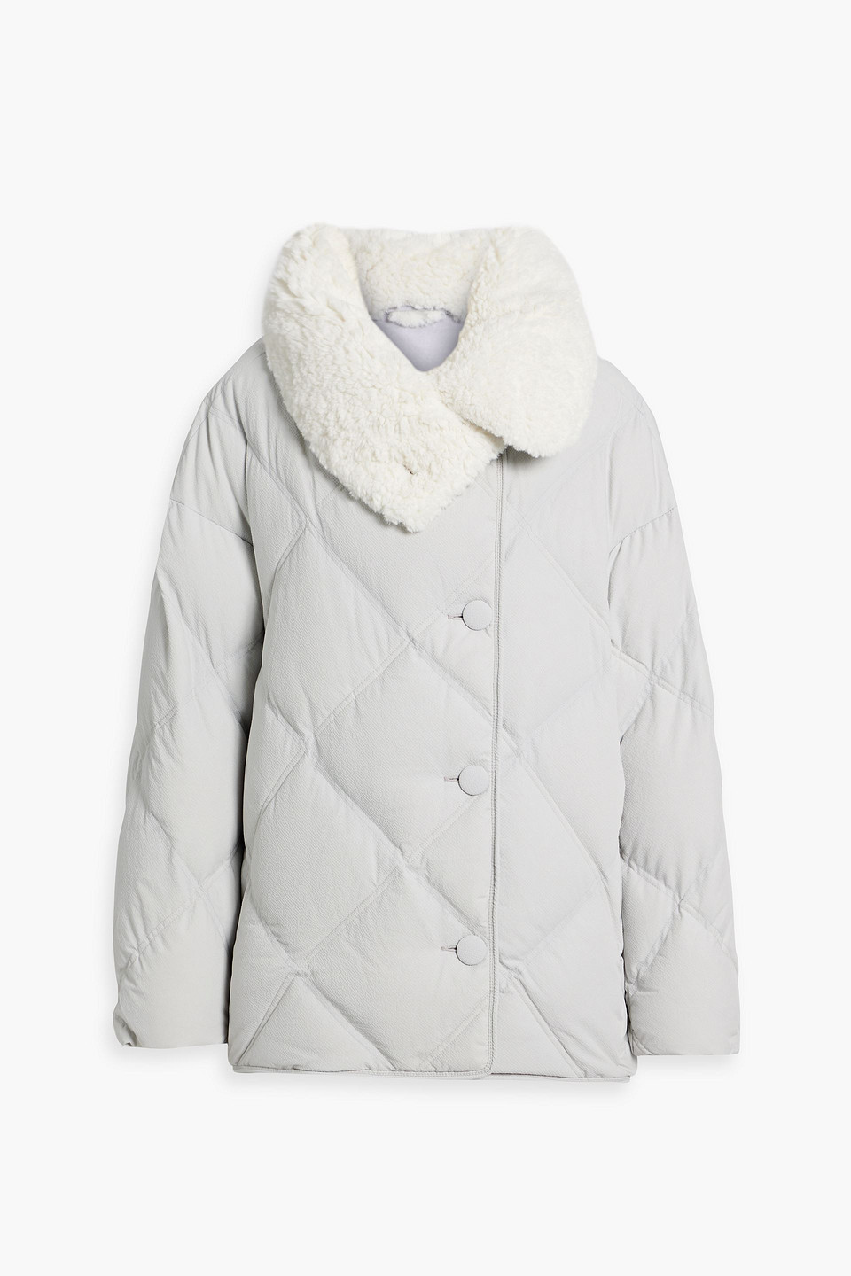 Ienki Ienki Shearling-trimmed Quilted Shell Jacket In Light Gray