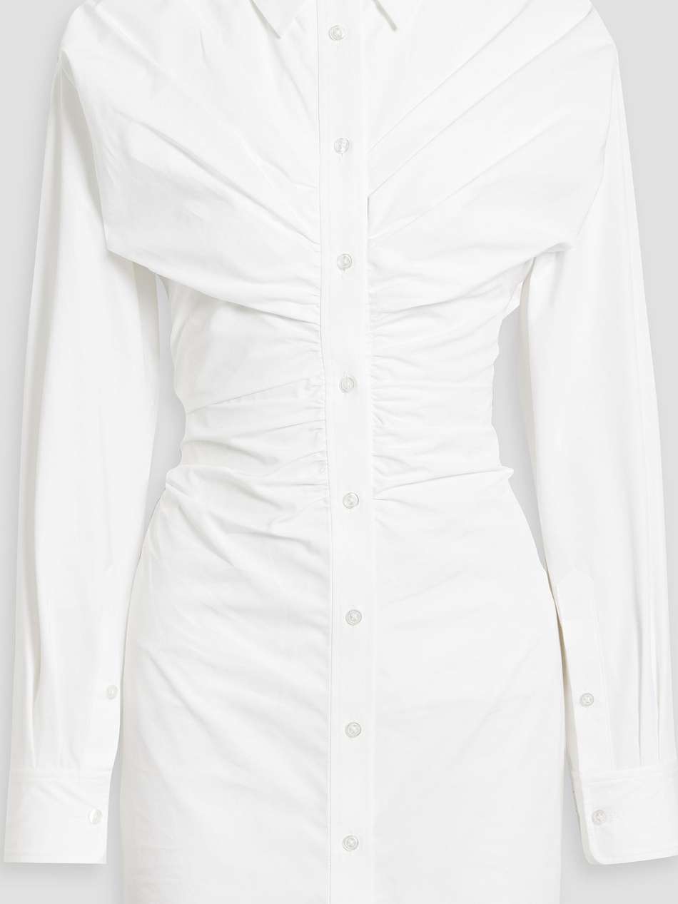 ruched cotton-poplin mini shirt dress