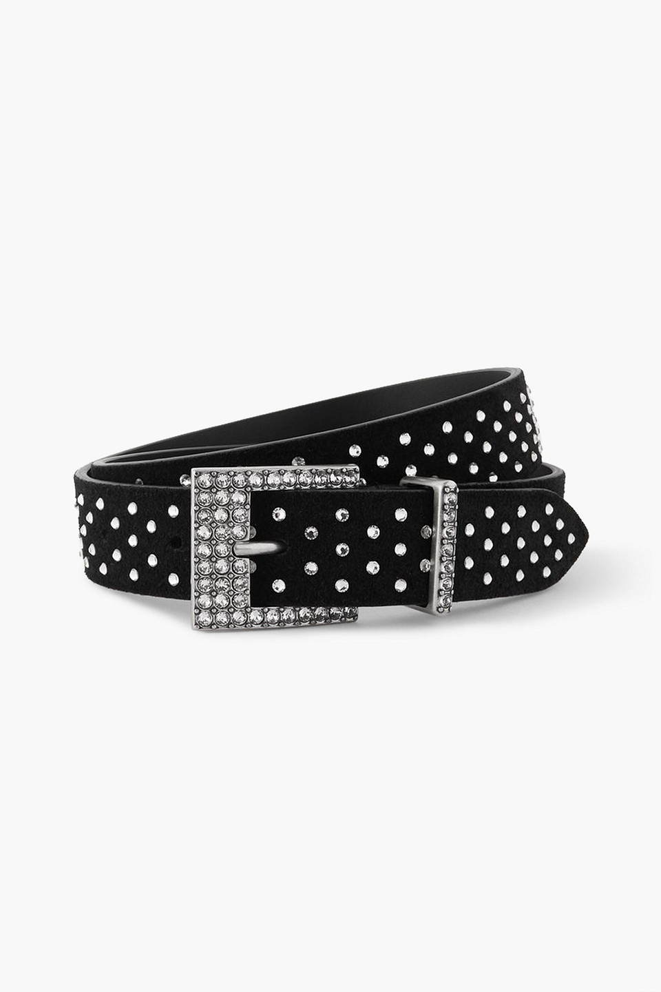 Isabel Marant Felixa Slim Embellished Suede Belt In Schwarz