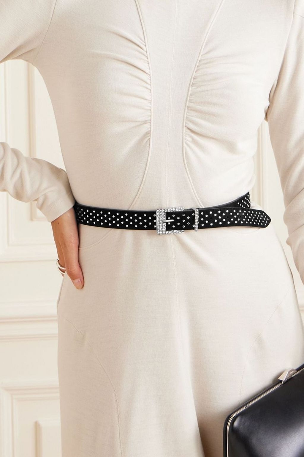 ISABEL MARANT Felixa crystal-embellished suede belt