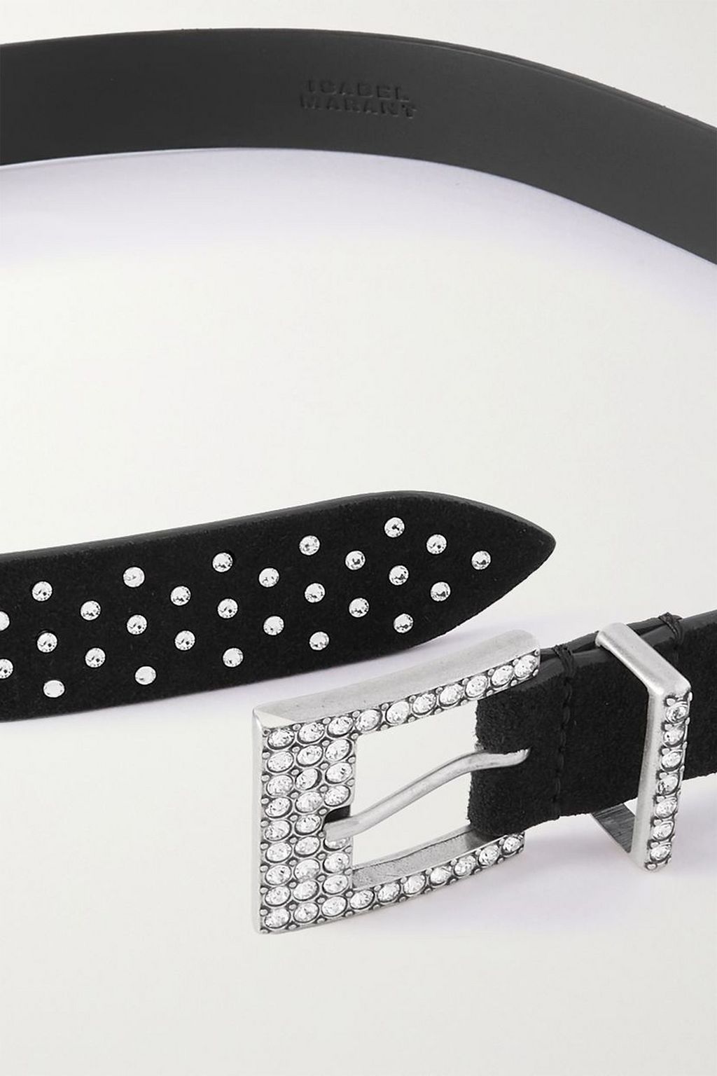ISABEL MARANT Felixa crystal-embellished suede belt