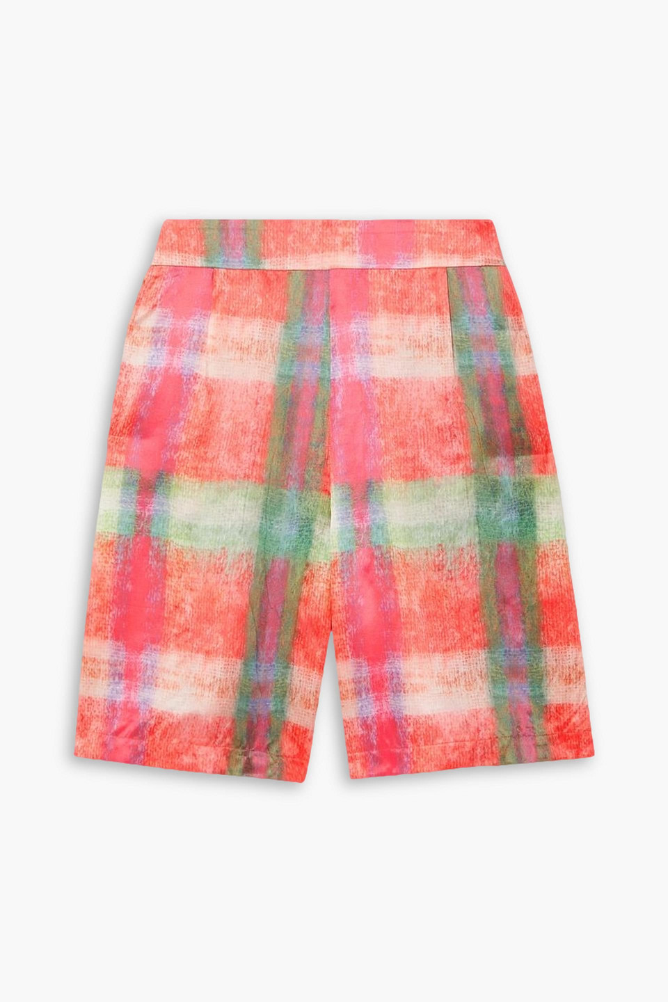 Thebe Magugu Checked Silk-satin Shorts In Orange
