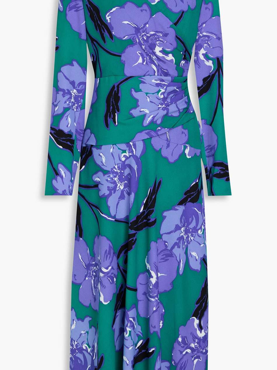 feronia draped floral-print crepe midi dress