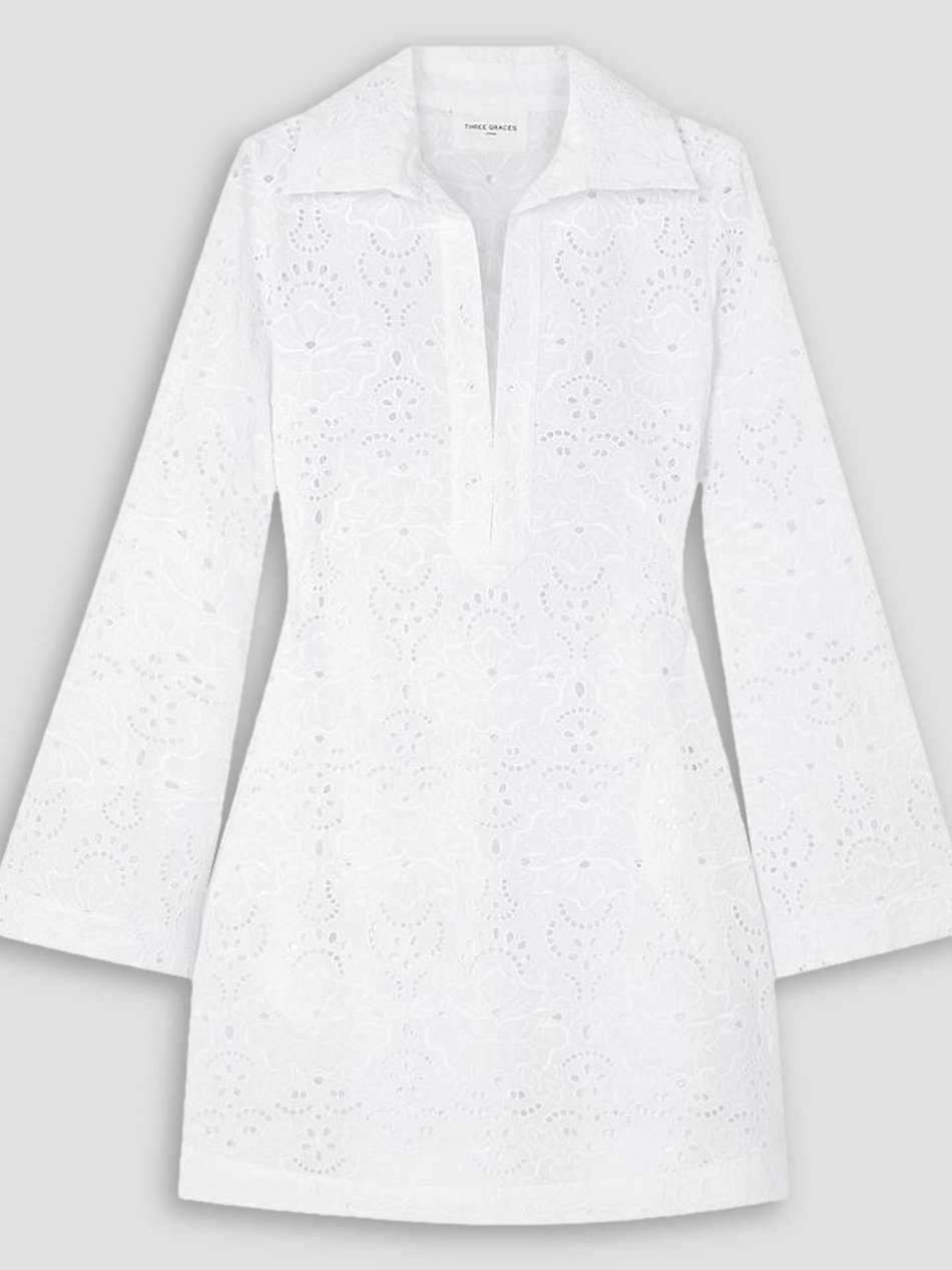 tabitha broderie anglaise cotton mini shirt dress
