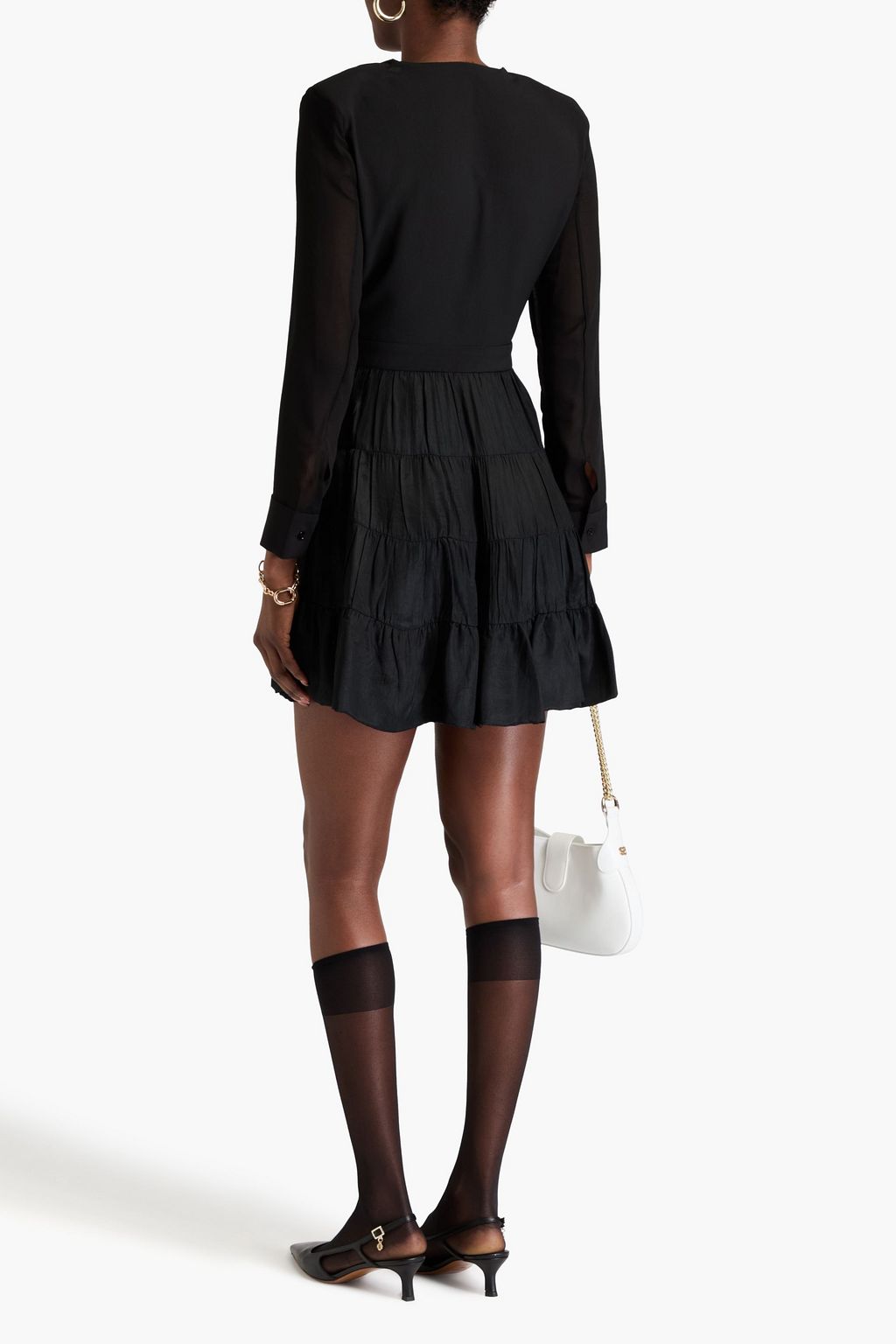 SANDRO Minikleid aus Satin, Chiffon und Crêpe de Chine