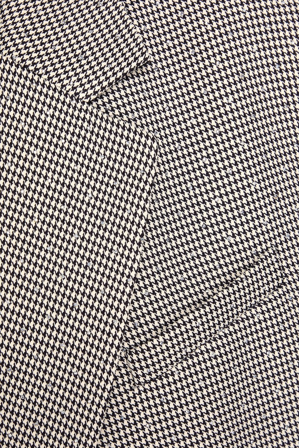 SANDRO Crystal-embellished houndstooth tweed blazer