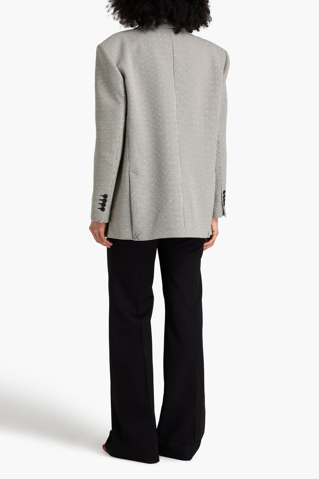 SANDRO Crystal-embellished houndstooth tweed blazer