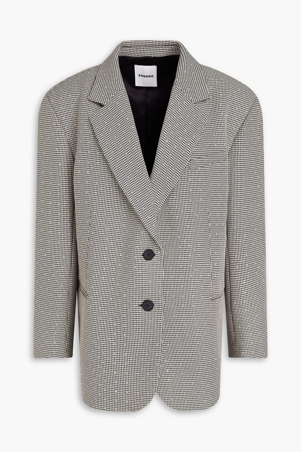 Sandro Crystal-embellished Houndstooth Jacquard Blazer In Schwarz