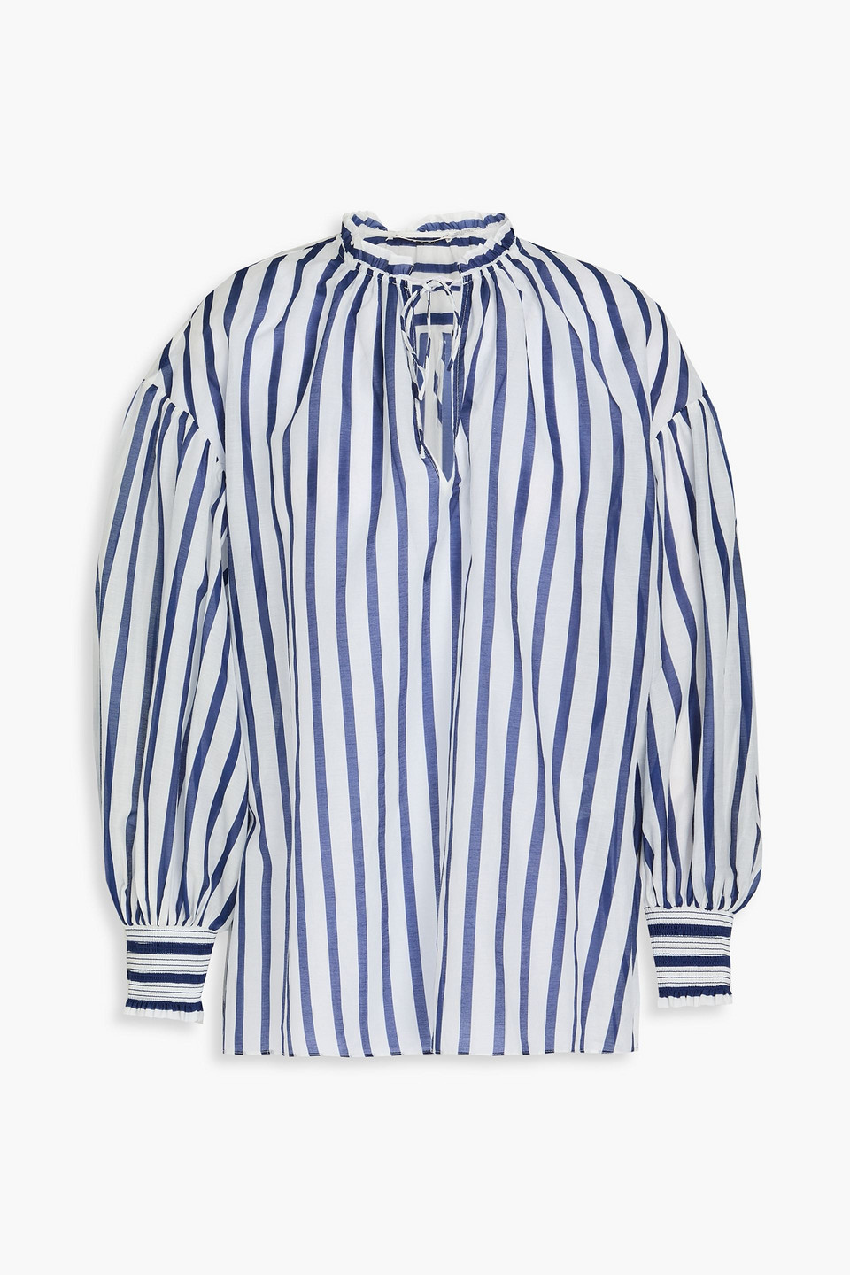 Alice And Olivia Striped Voile Blouse In Grey
