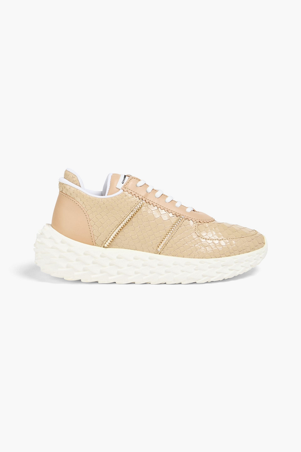 Giuseppe Zanotti Nicki Leather Low-top Sneakers In Sandfarben