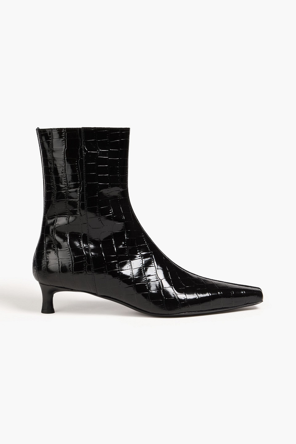 By Malene Birger Micella Croc-effect Leather Ankle Boots In Black