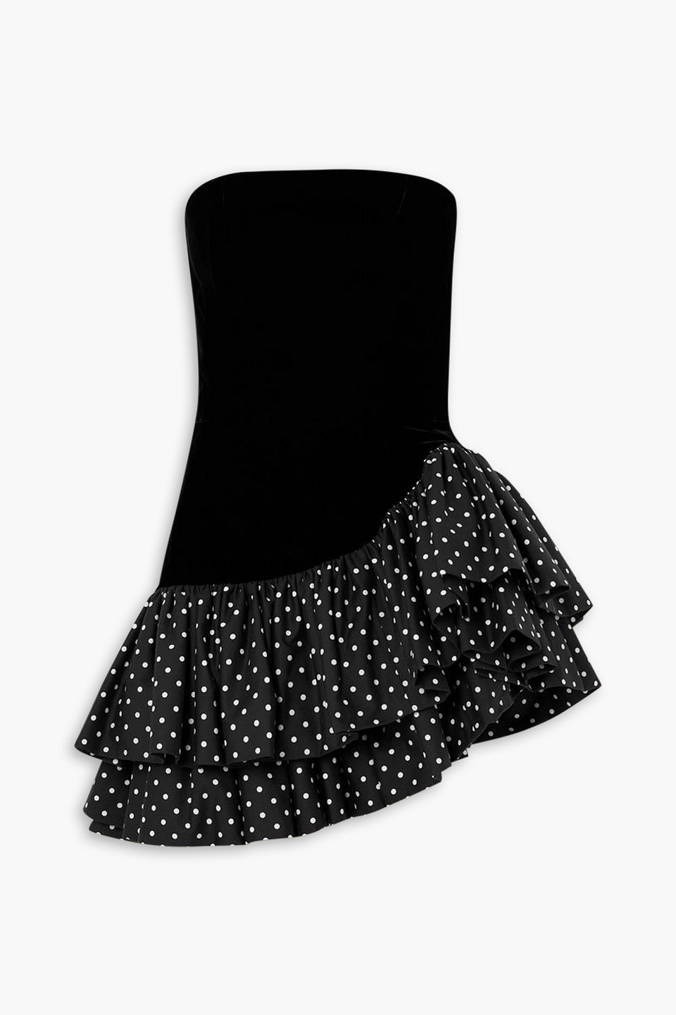 Alexandre Vauthier Stapless Cotton-velvet And Polka-dot Taffeta Mini Dress In Schwarz
