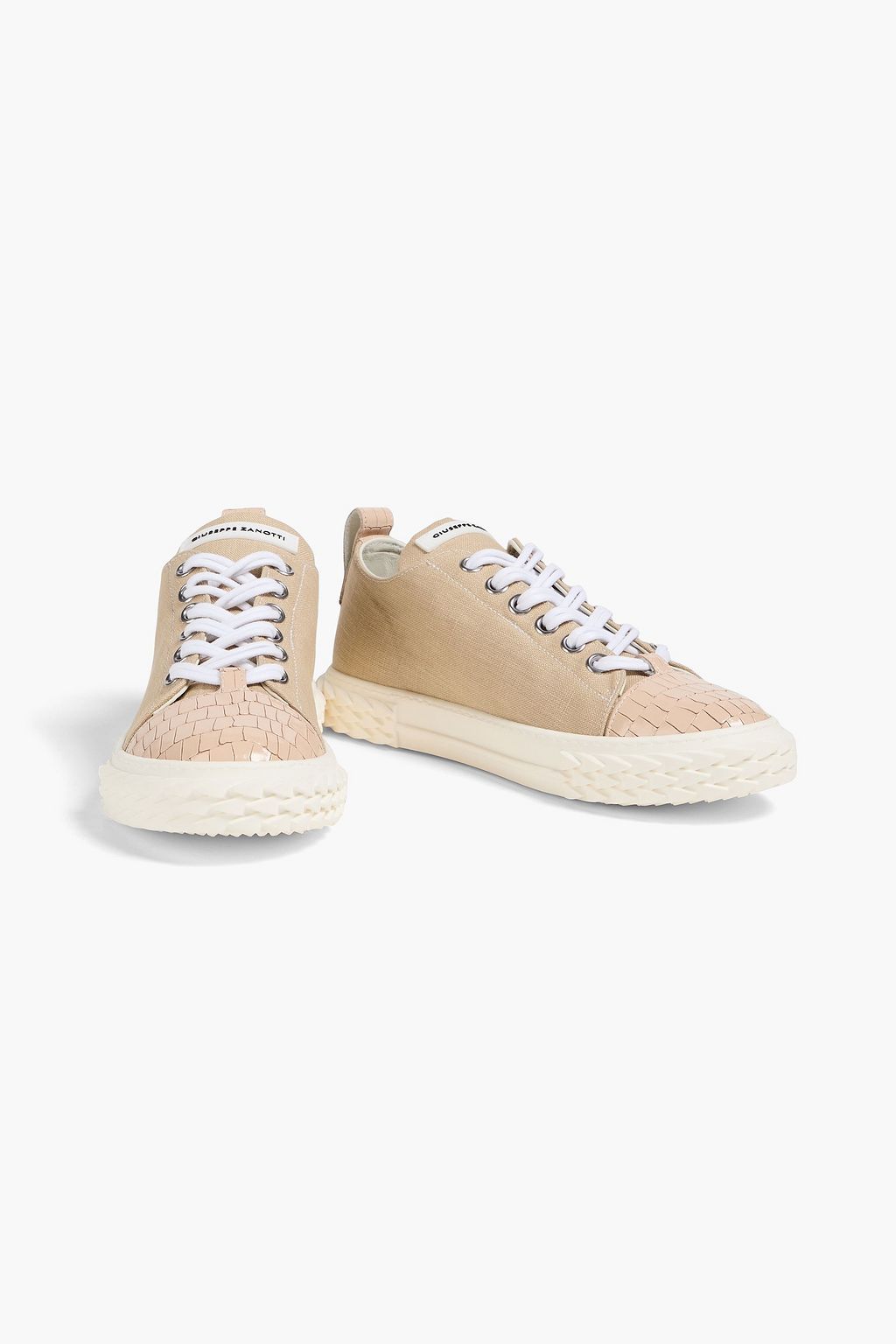 GIUSEPPE ZANOTTI クロコ風レザー&キャンバス スニーカー