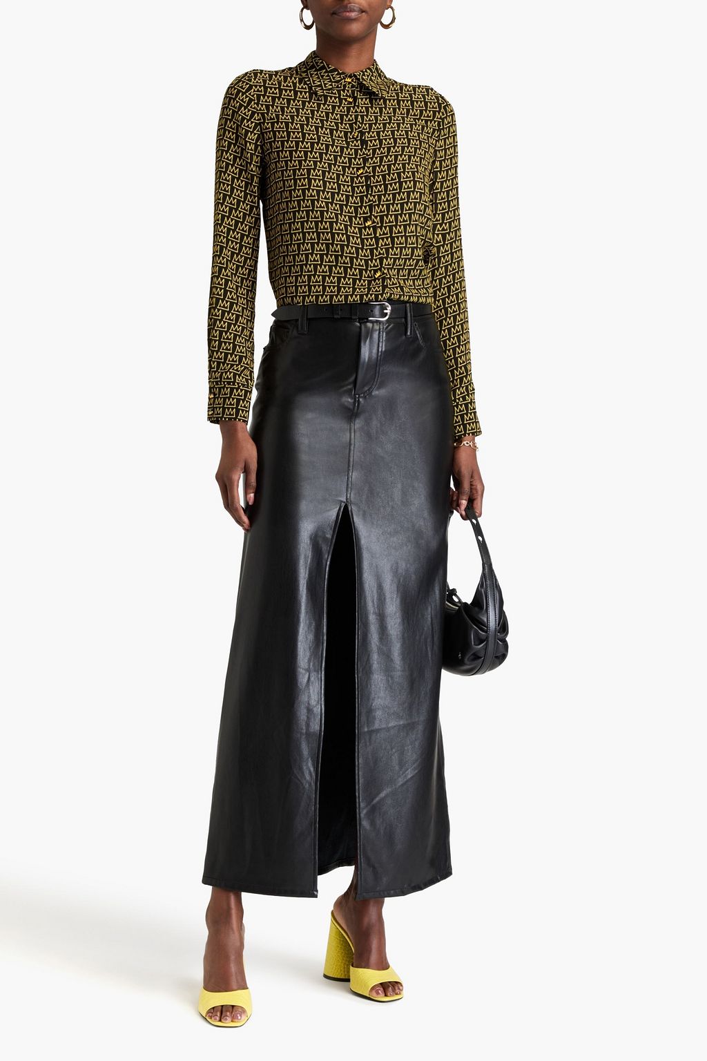 ALICE + OLIVIA قميص من الحرير الصيني مزين بطبعات
