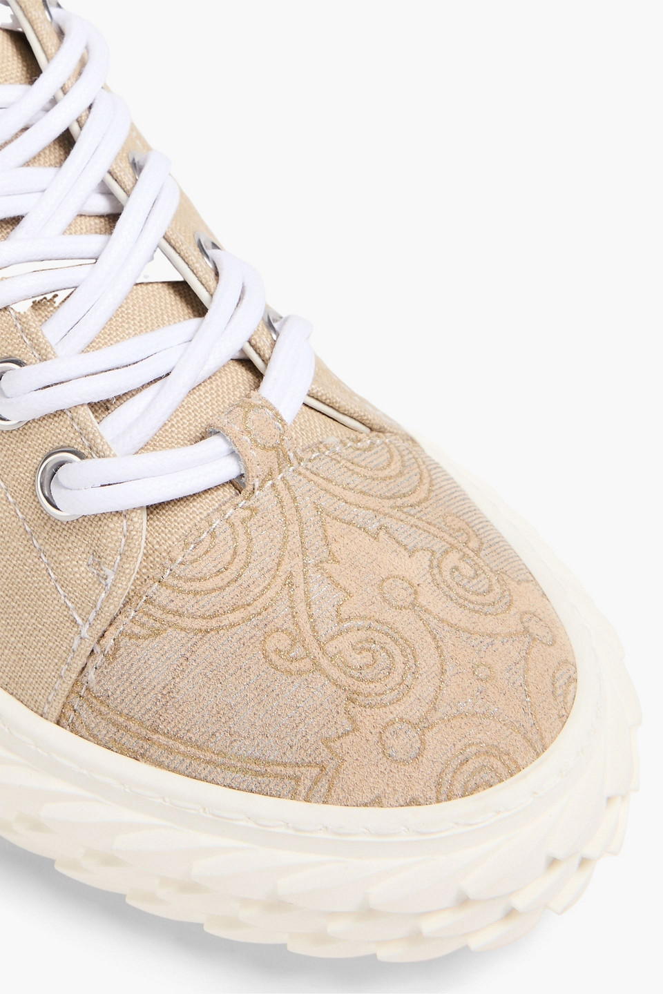 Giuseppe Zanotti Nicky Graphic-print Lace-up Sneakers In Beige