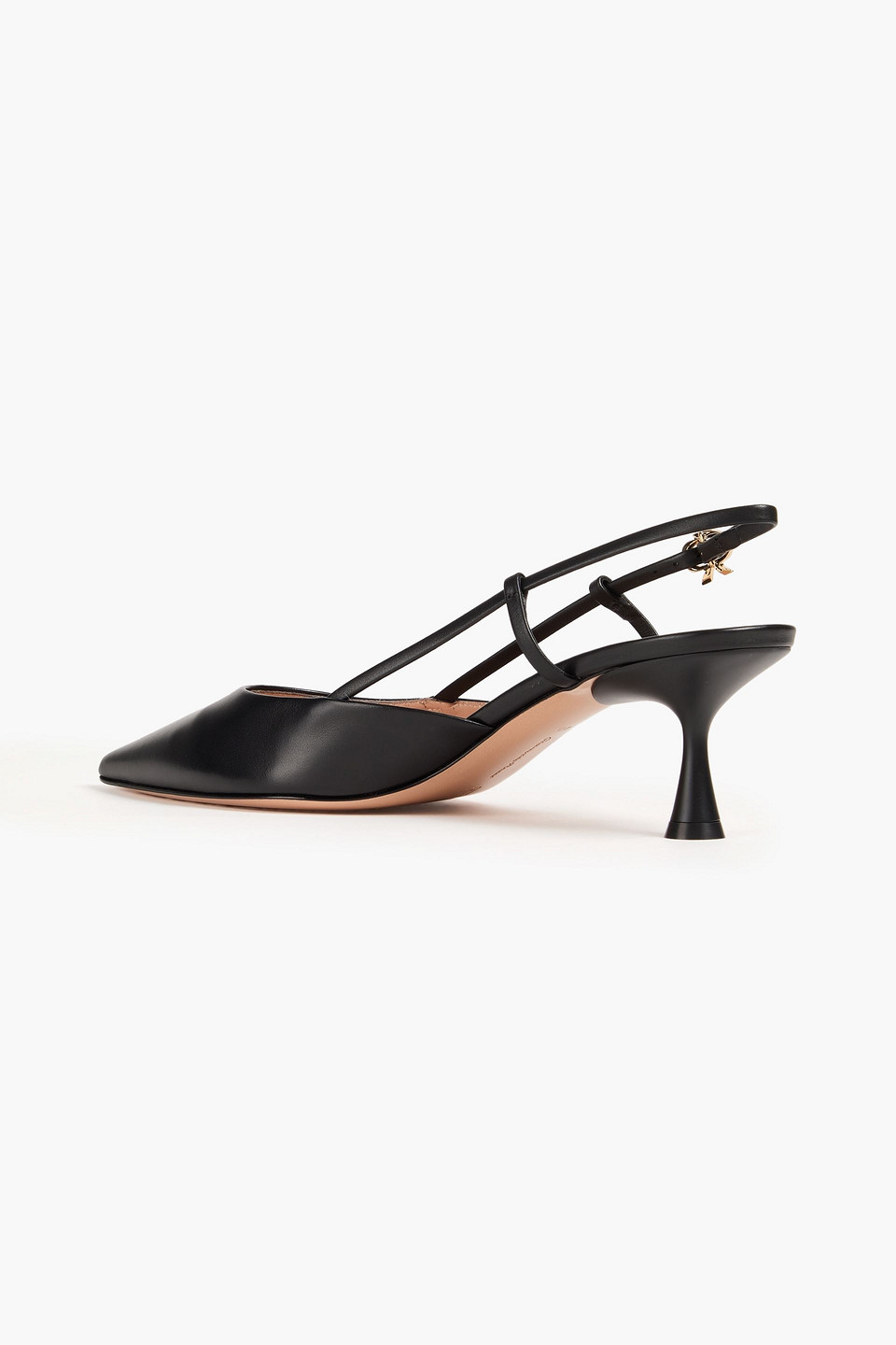 Gianvito Rossi Ascent 05 Leather Slingback Point-toe Flats In Black