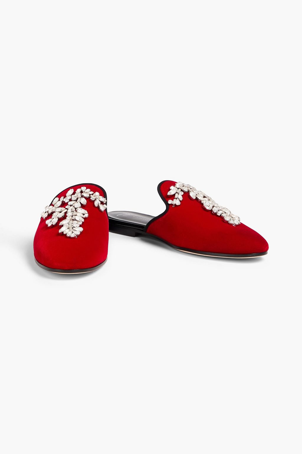 GIUSEPPE ZANOTTI سليبرز "ليتيزا" مصنوع من المخمل ومزين بالكريستال