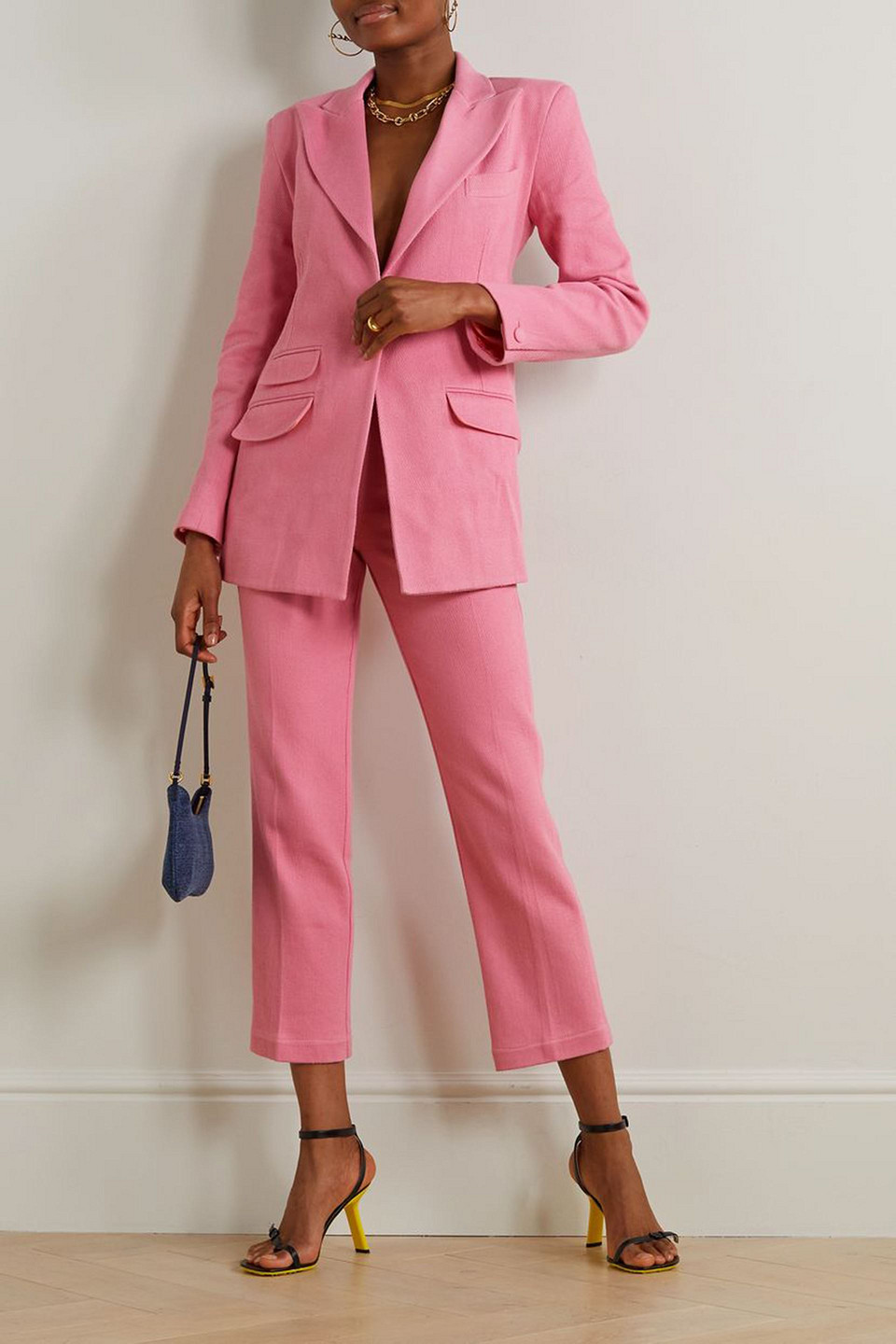 THEBE MAGUGU TIE-DETAILED OPEN-BACK WOOL-TWILL BLAZER