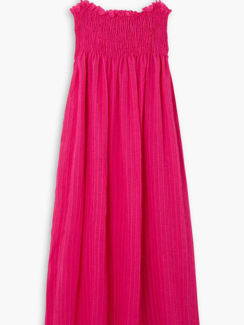 farah shirred striped seersucker maxi dress
