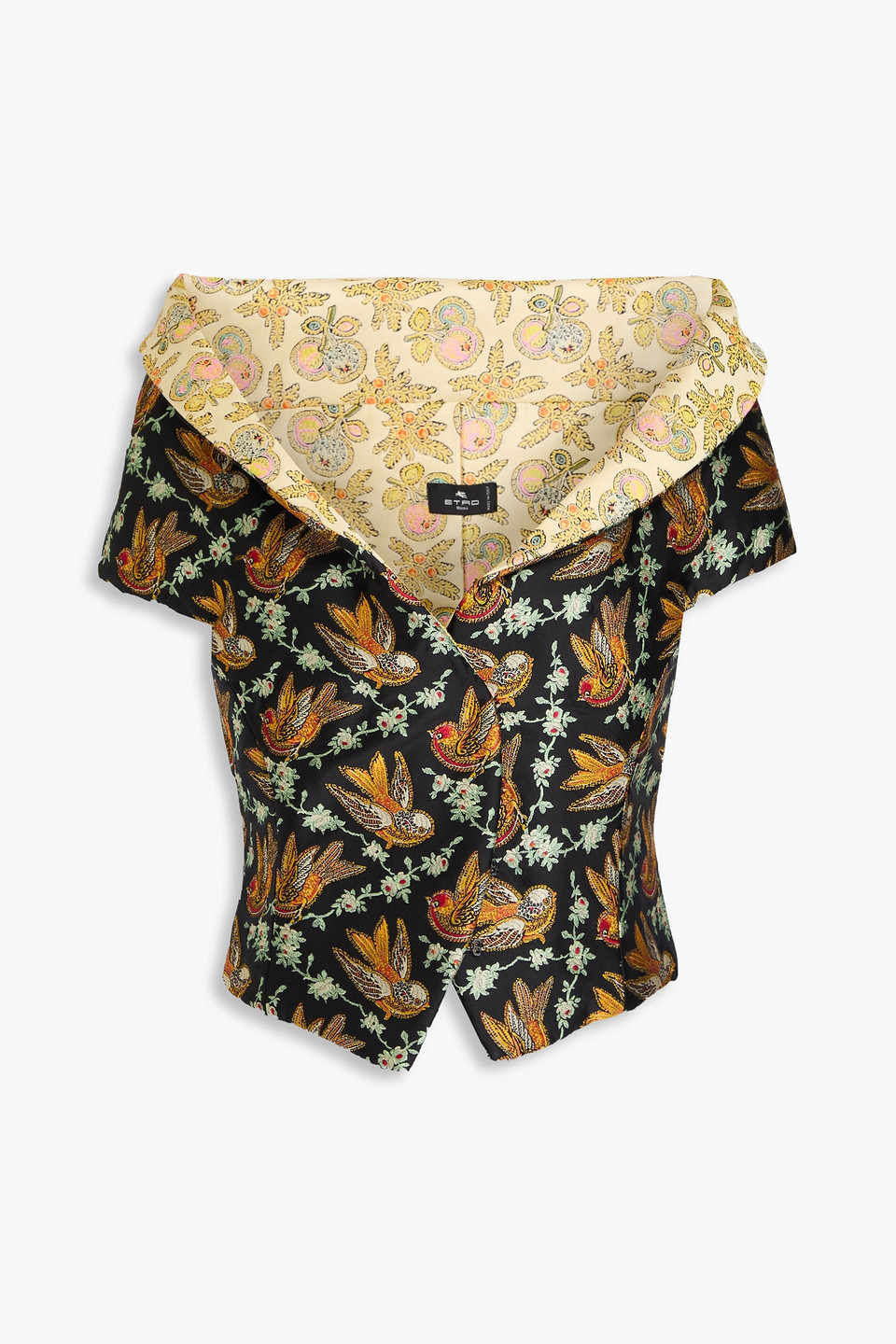 Etro Cropped Off-the-shoulder Jacquard Top In Multi