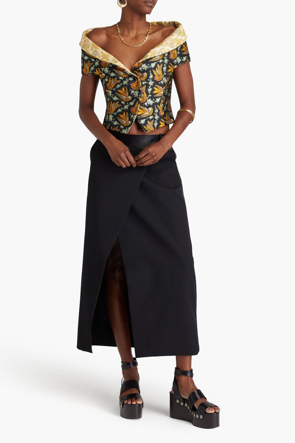 ETRO Cropped off-the-shoulder jacquard top