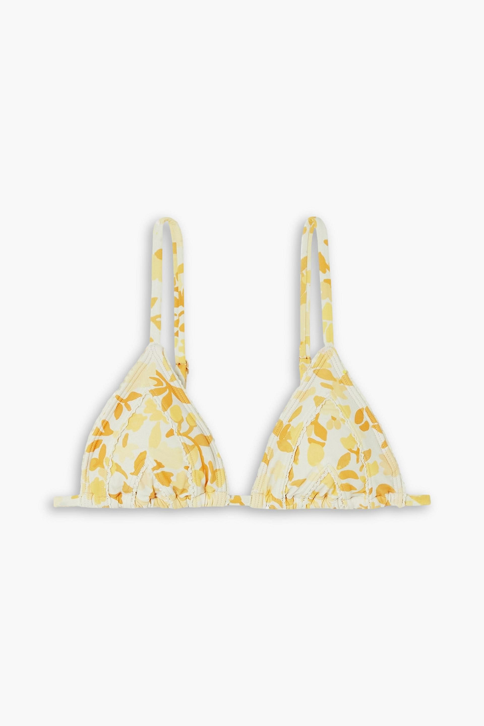 PEONY SWIMWEAR CROCHET-TRIMMED FLORAL-PRINT TRIANGLE BIKINI TOP