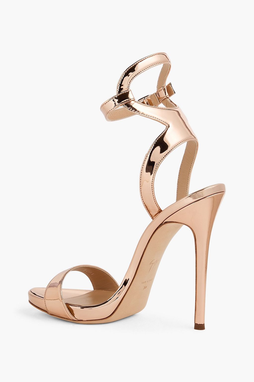 GIUSEPPE ZANOTTI 콜린 110 미러 가공 인조 가죽 샌들