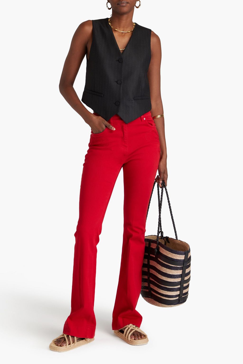 ETRO Embroidered high-rise flared jeans