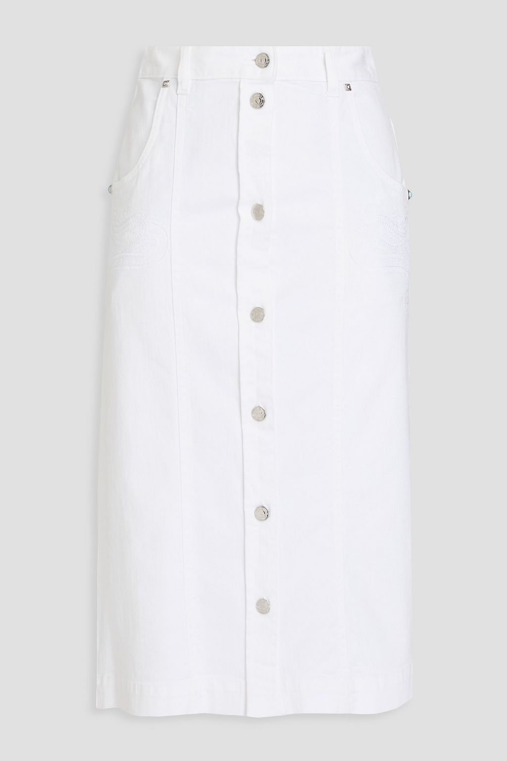 Embellished denim midi skirt shop