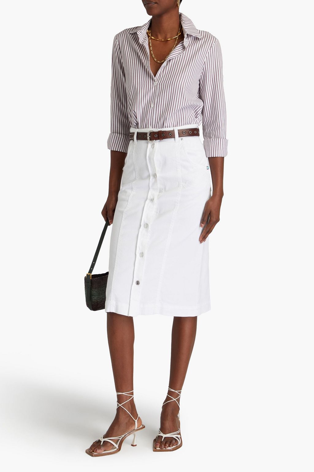 ETRO Embellished denim midi skirt